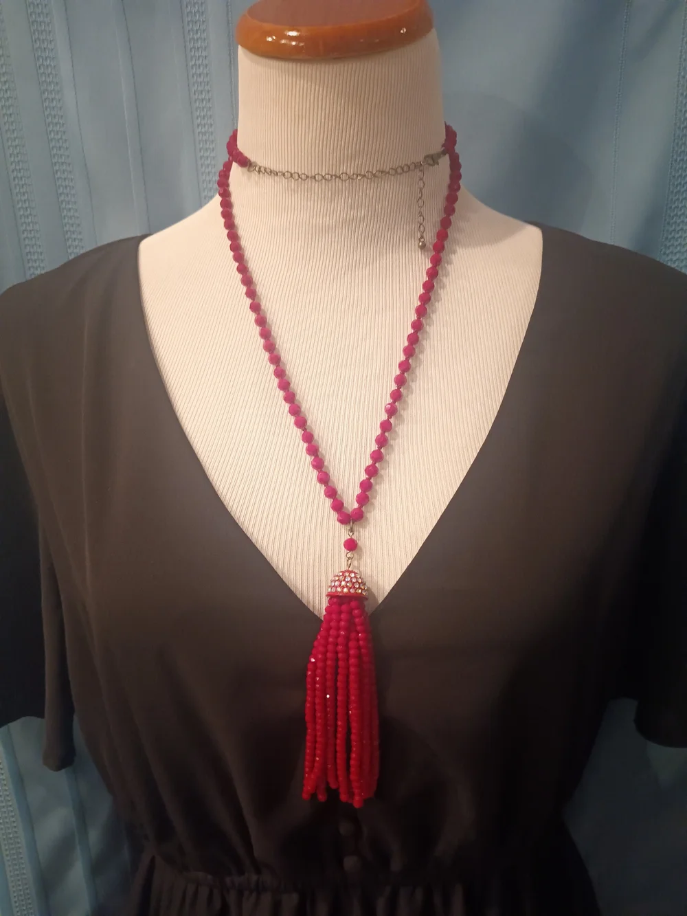 Elegant  Park Lane Rare Red Beaded Tassel Necklace
